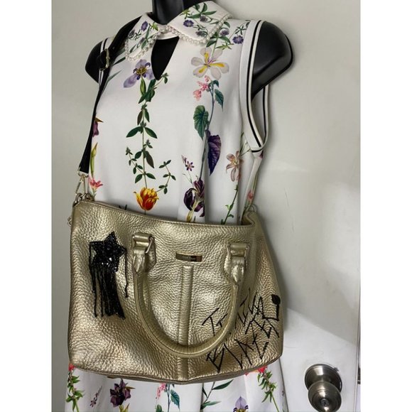 COLE HAAN Tote Bag Gold Customized w Graffiti - Picture 11 of 15